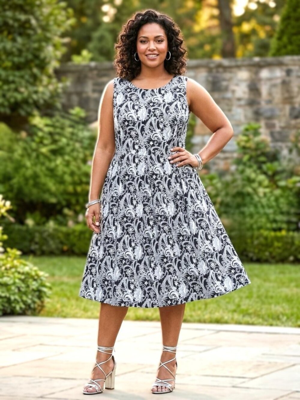 CJ BANKS Midi A-Line Dress. Plus Size 18W